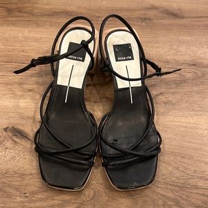Dolce vita chunky wood heel black sandals